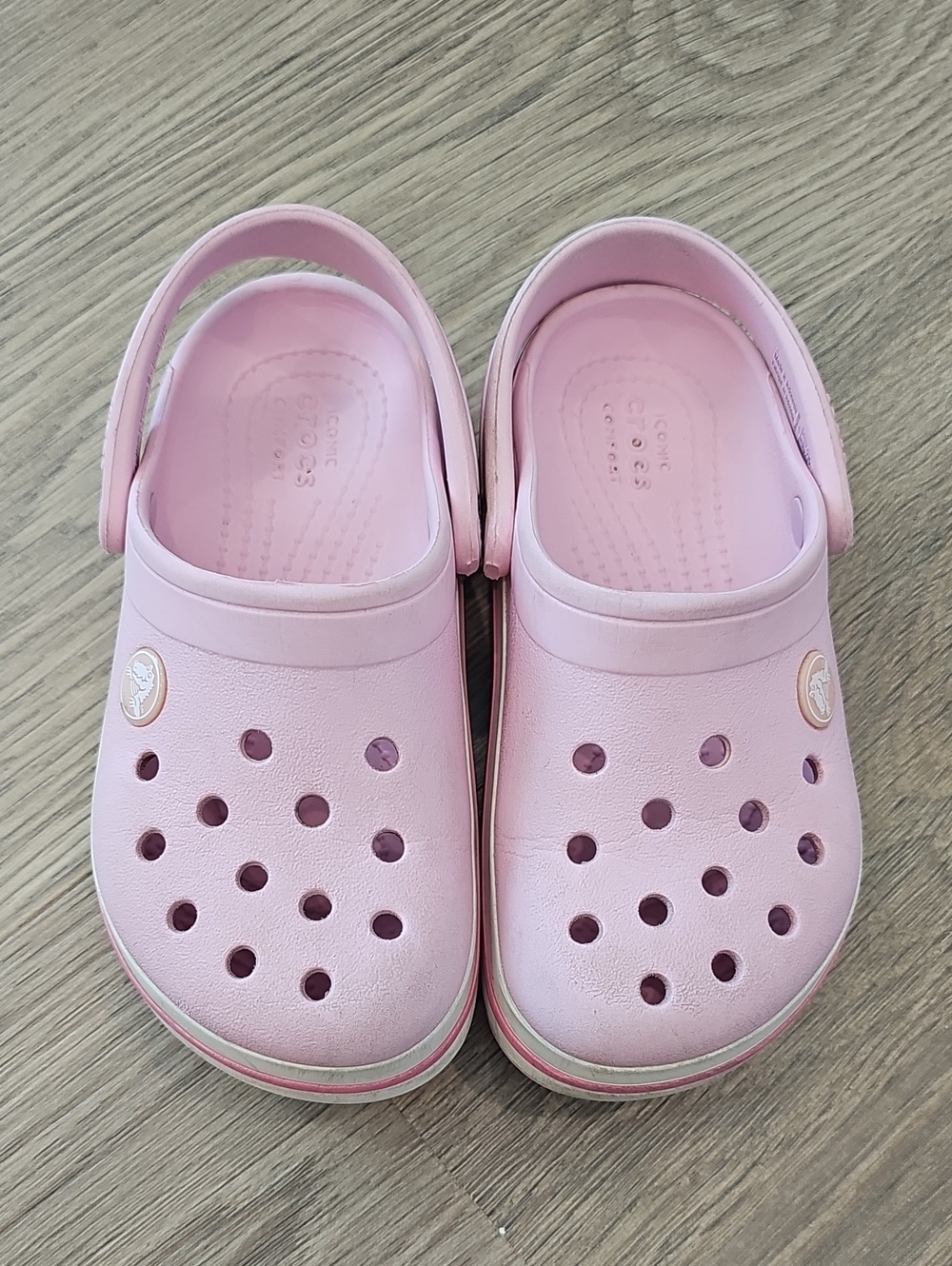 CROCS Kids Light Pink Classic Clog with Heel Strap